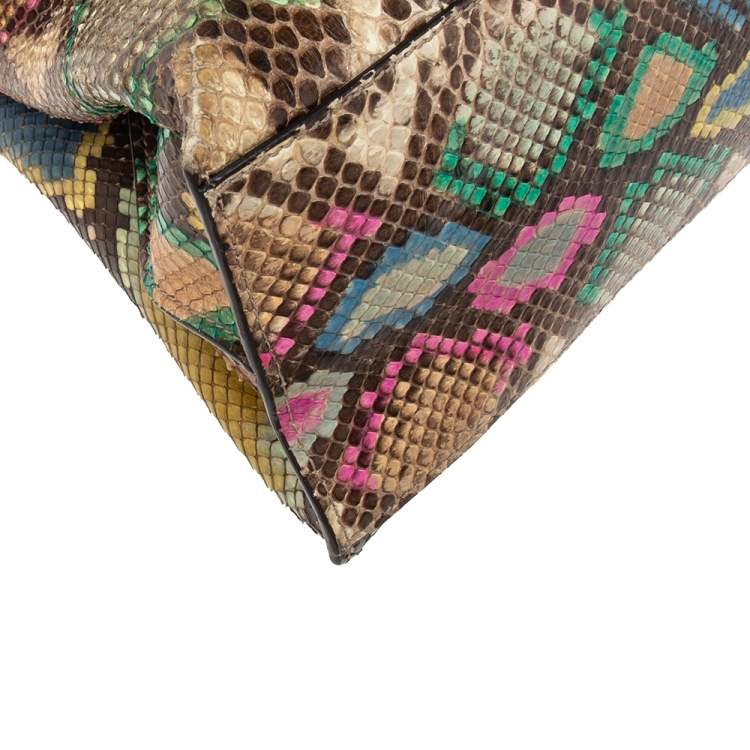 Pre Owned Gucci Multicolor Python Bamboo Daily Top Handle Bag