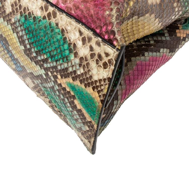 Pre Owned Gucci Multicolor Python Bamboo Daily Top Handle Bag