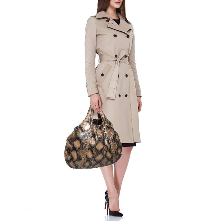 Pre Owned Gucci Beige Python Large Hysteria Hobo