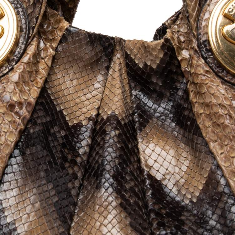 Pre Owned Gucci Beige Python Large Hysteria Hobo