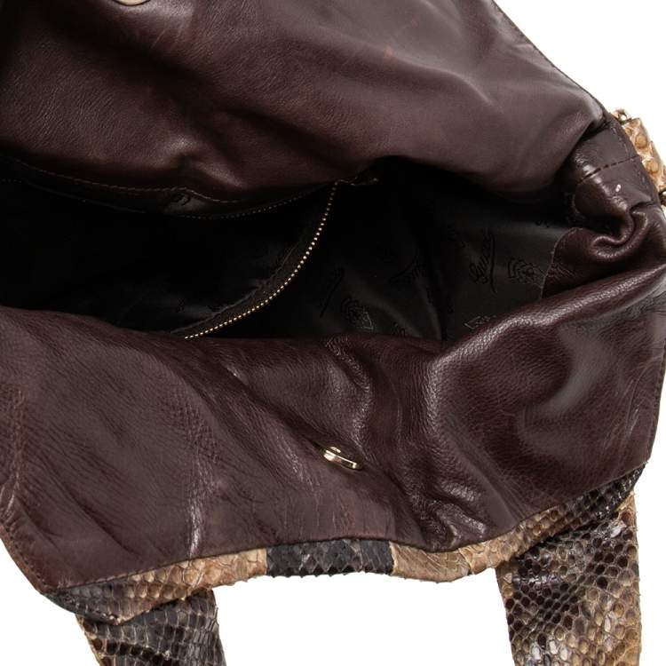 Pre Owned Gucci Beige Python Large Hysteria Hobo