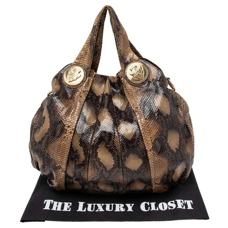 Pre Owned Gucci Beige Python Large Hysteria Hobo