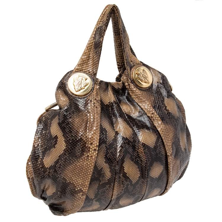 Pre Owned Gucci Beige Python Large Hysteria Hobo