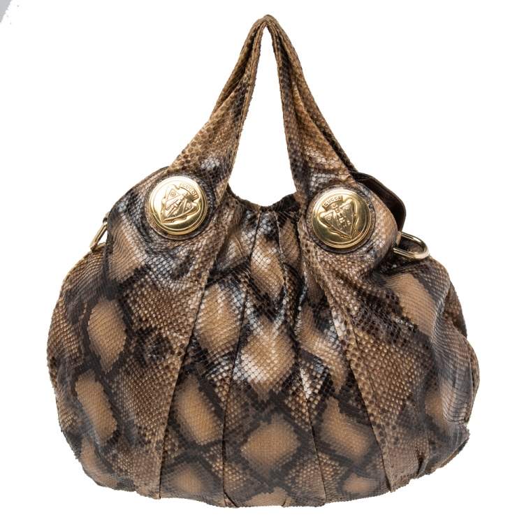 Pre Owned Gucci Beige Python Large Hysteria Hobo