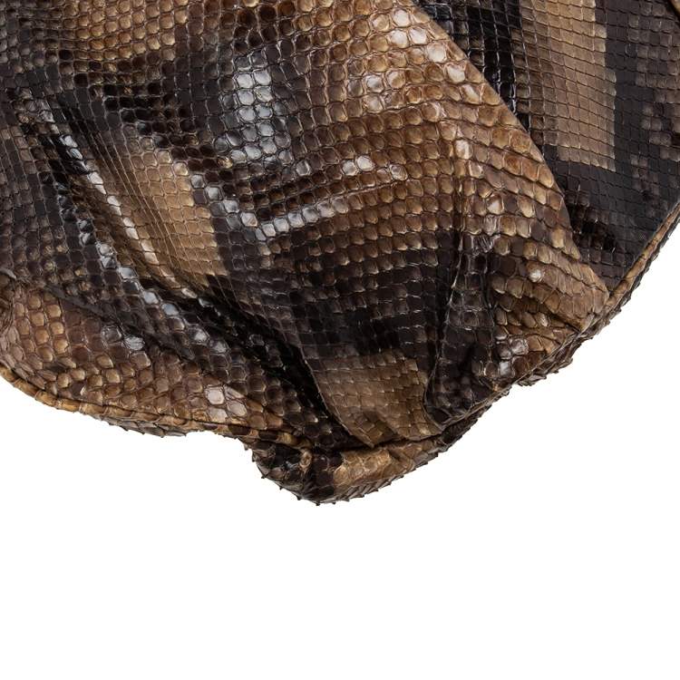 Pre Owned Gucci Beige Python Large Hysteria Hobo