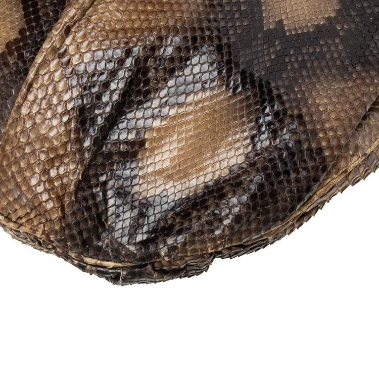 Pre Owned Gucci Beige Python Large Hysteria Hobo