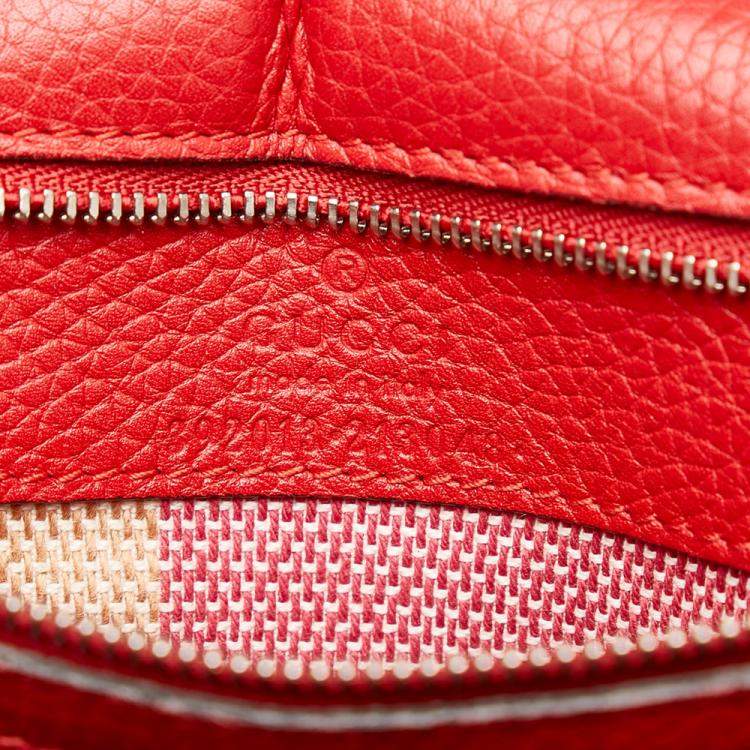 Pre Owned Gucci Red Leather Bamboo Daily Satchel Bag