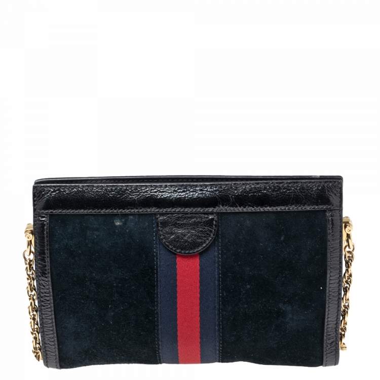 Pre Owned Gucci Black Suede and Leather Ophidia Dragon Shoulder Bag