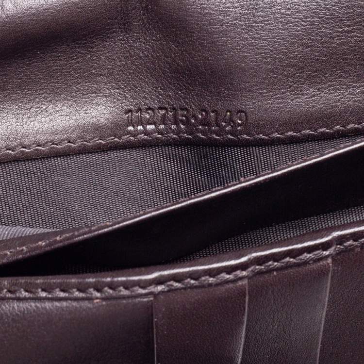 Pre Owned Gucci Dark Brown Guccissima Leather Flap Continental Wallet
