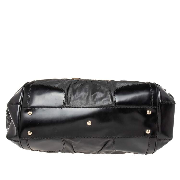 Pre Owned Gucci Black Leather Large Dialux Queen Tote