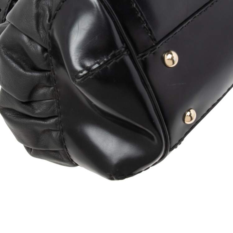 Pre Owned Gucci Black Leather Large Dialux Queen Tote