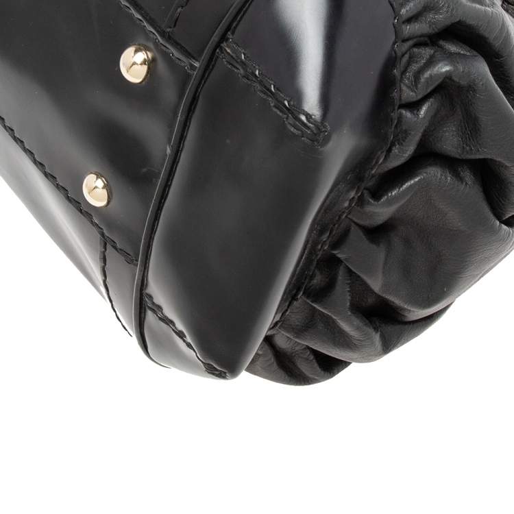 Pre Owned Gucci Black Leather Large Dialux Queen Tote