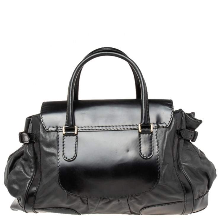 Pre Owned Gucci Black Leather Large Dialux Queen Tote