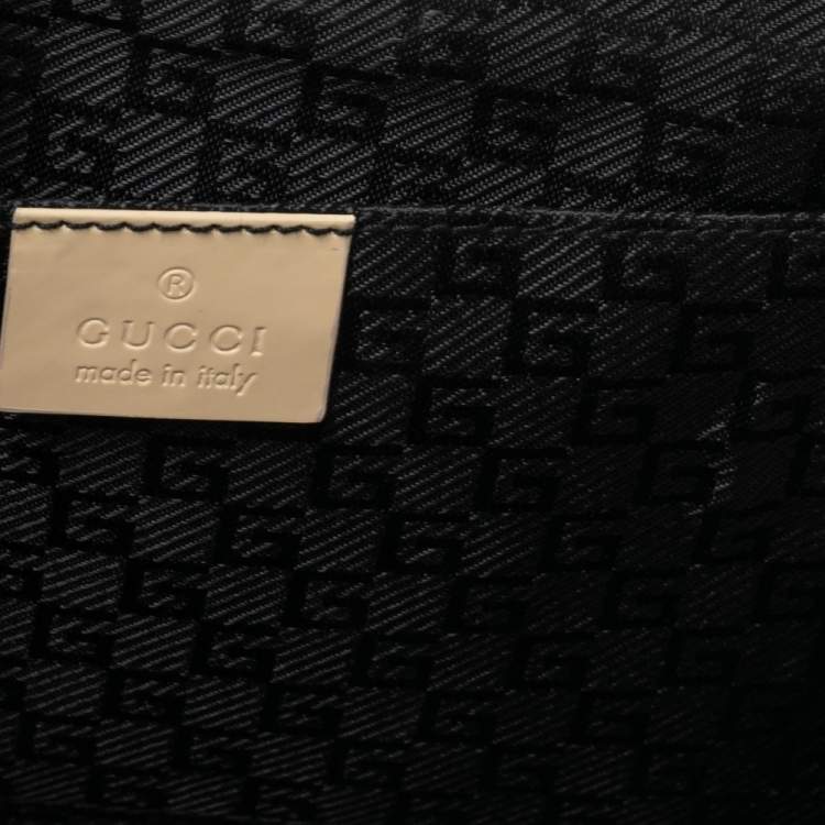 Pre Owned Gucci Beige Glossy Leather Leather Lucite Top Handle Bag