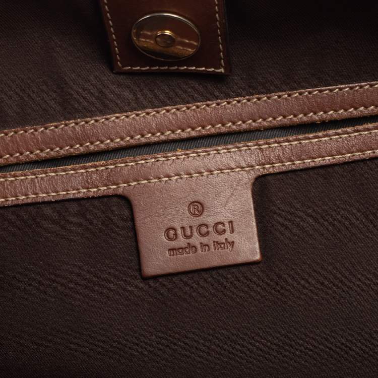 Pre Owned Gucci Brown/Beige GG Supreme Canvas and Leather Medium Joy Shopping Tote