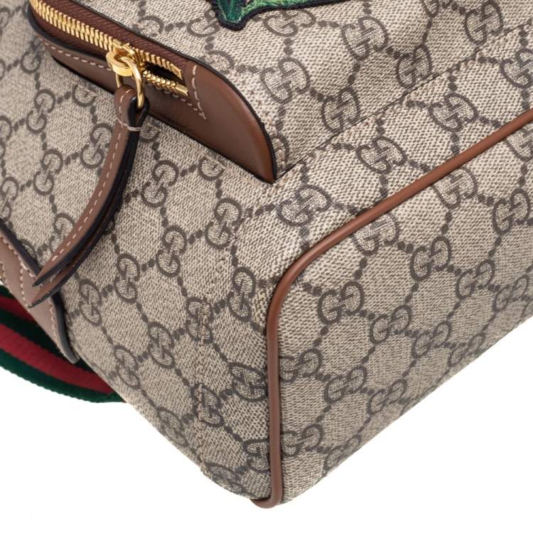 Pre Owned Gucci Beige GG Supreme Canvas and Leather Limited Edition Embroidered Backpack