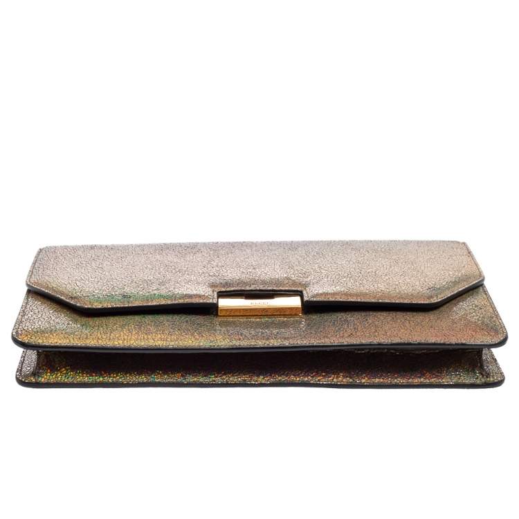 Pre Owned Gucci Multicolor Iridescent Crackled Leather 58 Clutch