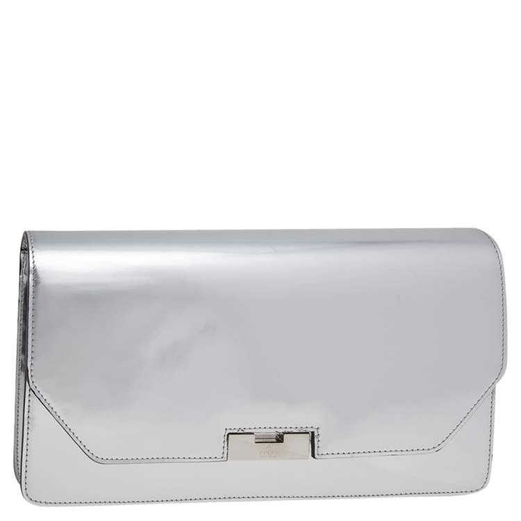 Pre Owned Gucci Metallic Silver Leather 58 Clutch