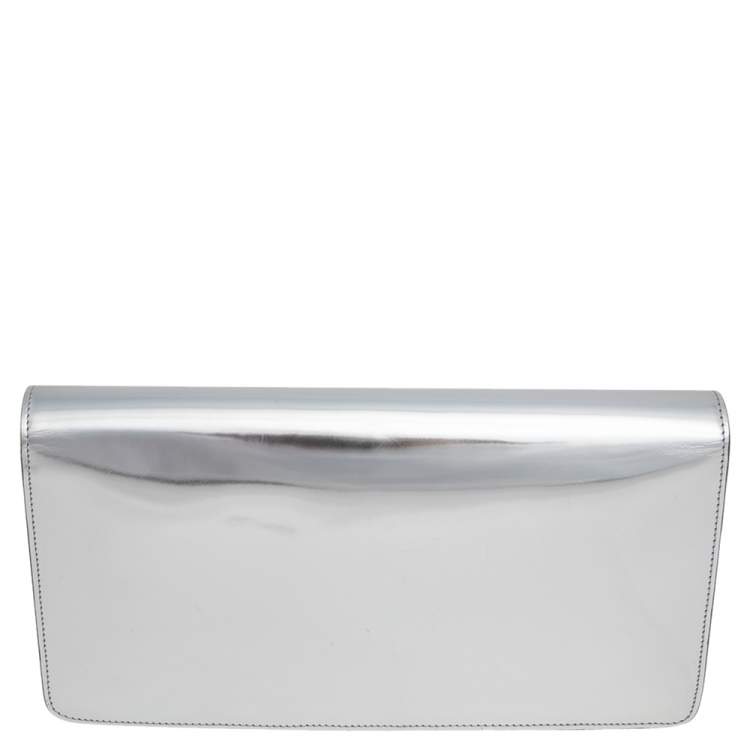 Pre Owned Gucci Metallic Silver Leather 58 Clutch