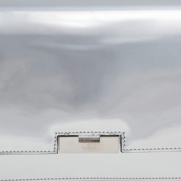 Pre Owned Gucci Metallic Silver Leather 58 Clutch