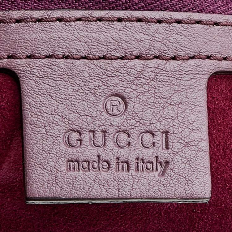 Pre Owned Gucci Mauve Leather Lady Lock Bamboo Large Top Handle Bag