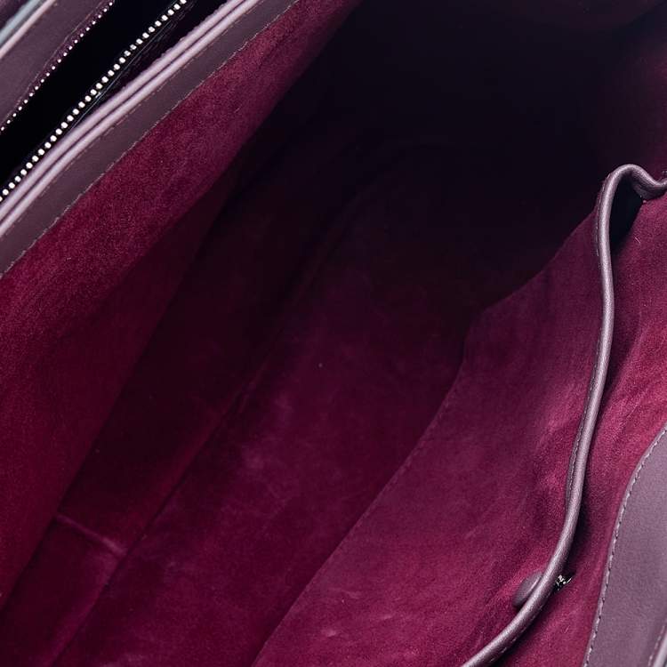 Pre Owned Gucci Mauve Leather Lady Lock Bamboo Large Top Handle Bag