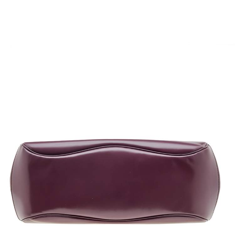 Pre Owned Gucci Mauve Leather Lady Lock Bamboo Large Top Handle Bag