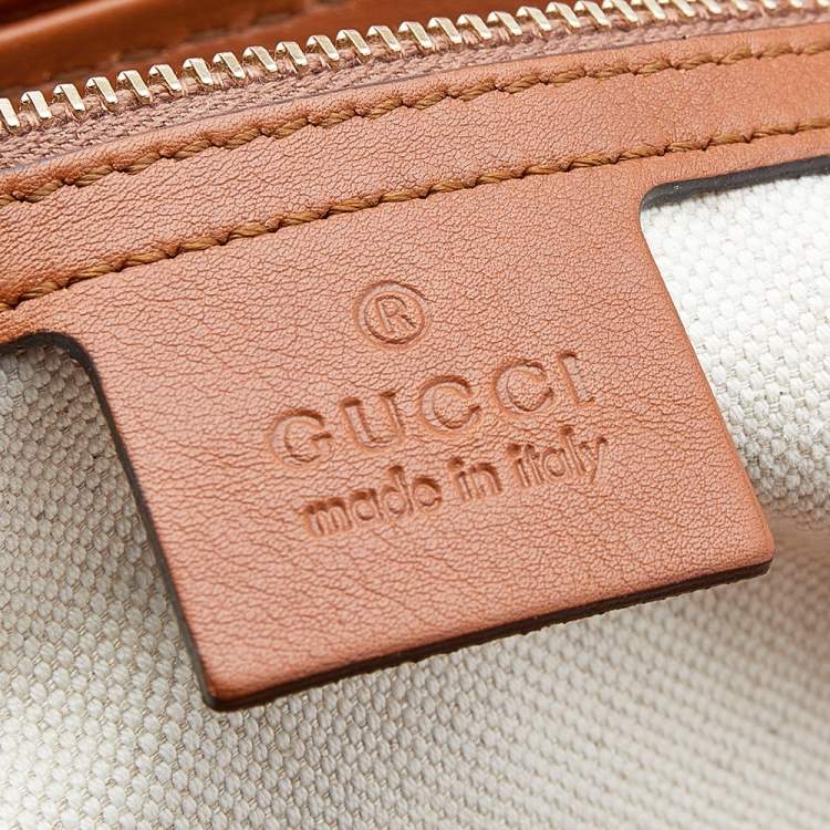 Pre Owned Gucci Brown Leather Medium Bold Bamboo Top Handle Bag