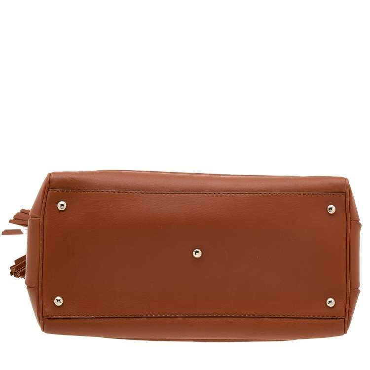 Pre Owned Gucci Brown Leather Medium Bold Bamboo Top Handle Bag