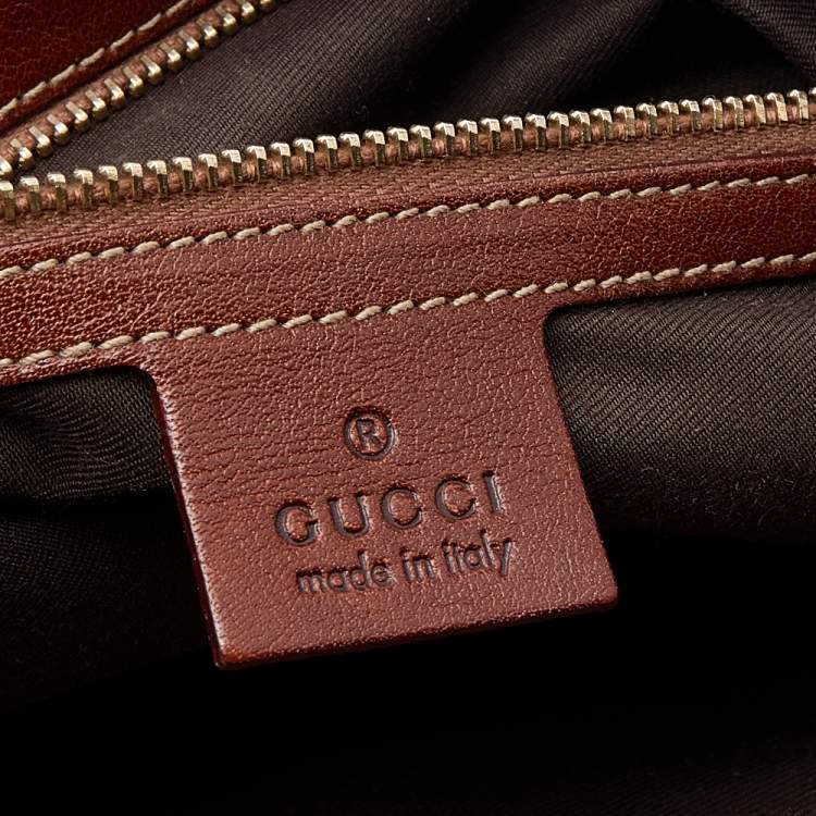 Pre Owned Gucci Beige/Brown GG Canvas And Leather Sukey Tote