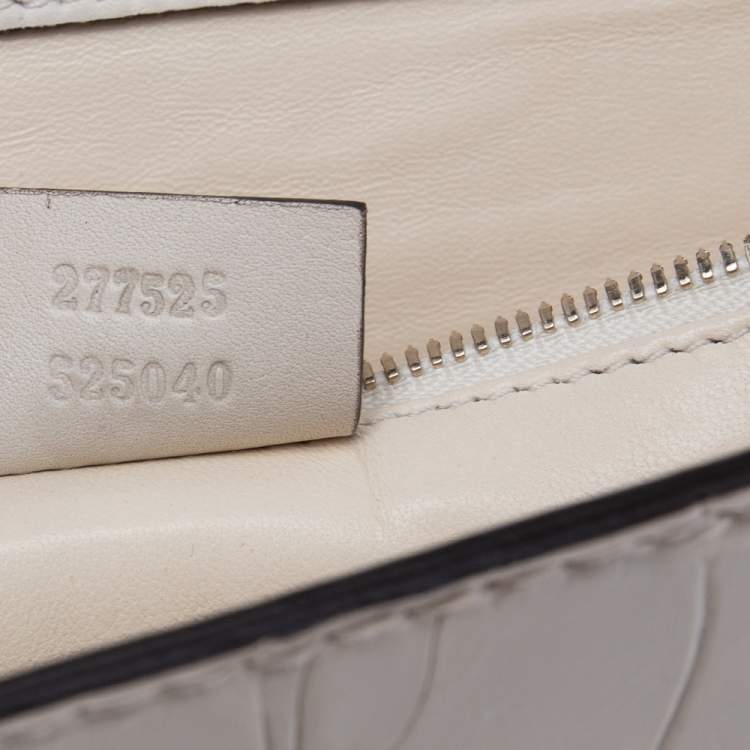 Pre Owned Gucci White Crocodile 1973 Flap Long Clutch