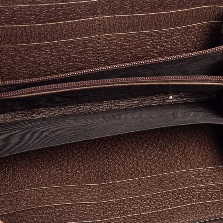 Pre Owned Gucci Beige/Brown GG Supreme Canvas And Leather Applique Courrier Zip Around Wallet