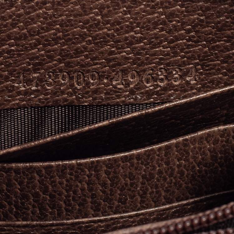 Pre Owned Gucci Beige/Brown GG Supreme Canvas And Leather Applique Courrier Zip Around Wallet