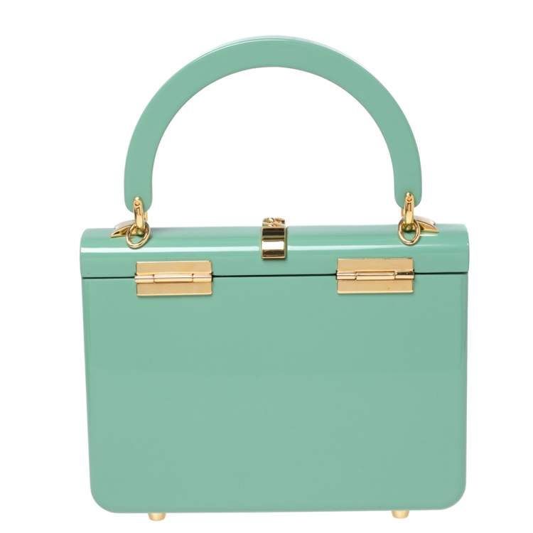 Pre Owned Gucci Mint Green Plexiglas Mini Sylvie 1969 Top Handle Bag