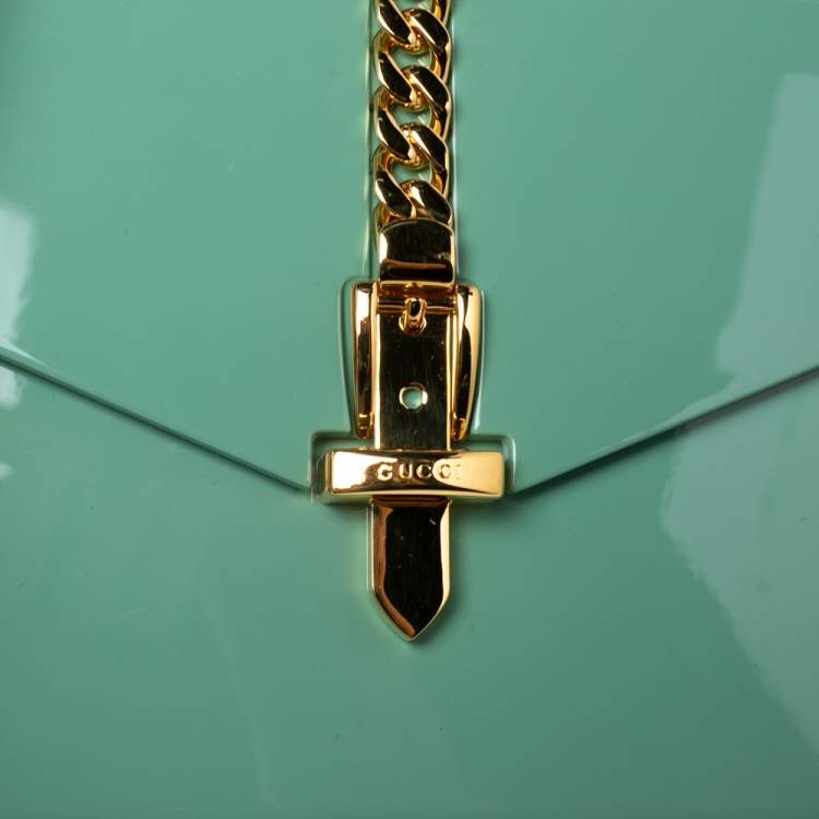 Pre Owned Gucci Mint Green Plexiglas Mini Sylvie 1969 Top Handle Bag