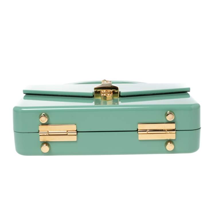 Pre Owned Gucci Mint Green Plexiglas Mini Sylvie 1969 Top Handle Bag