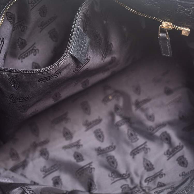 Pre Owned Gucci Black Guccissima Leather Zipped Shopper Tote