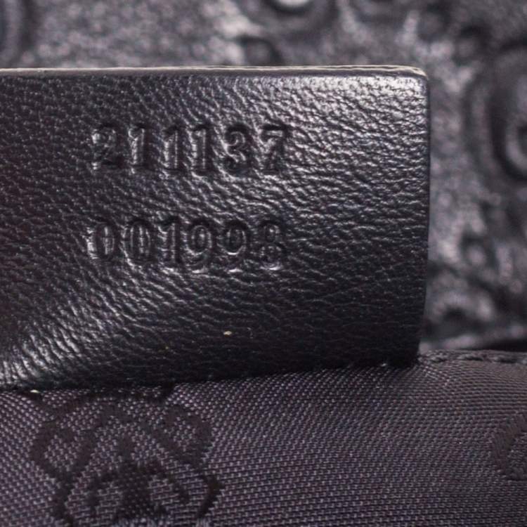 Pre Owned Gucci Black Guccissima Leather Zipped Shopper Tote