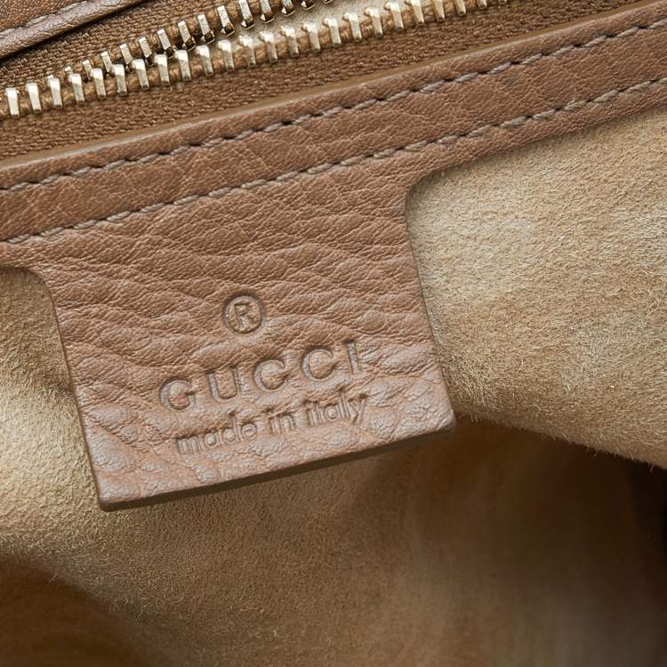Pre Owned Gucci Brown Leather Large New Bamboo Tassel Top Handle bag