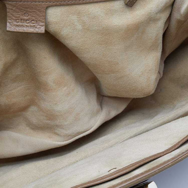 Pre Owned Gucci Brown Leather Large New Bamboo Tassel Top Handle bag