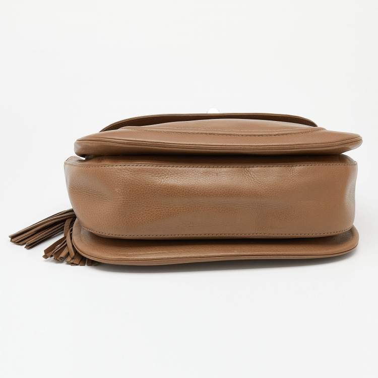 Pre Owned Gucci Brown Leather Large New Bamboo Tassel Top Handle bag