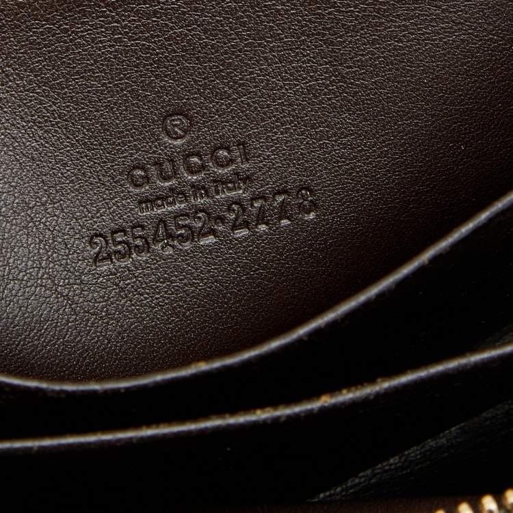 مملوكة مسبقًا Gucci Beige/Ebony GG Canvas and Leather Zip Around Card Case 