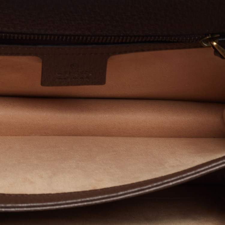 Pre Owned Gucci Beige/Brown Supreme Canvas And Leather Small Ophidia Top Handle Bag
