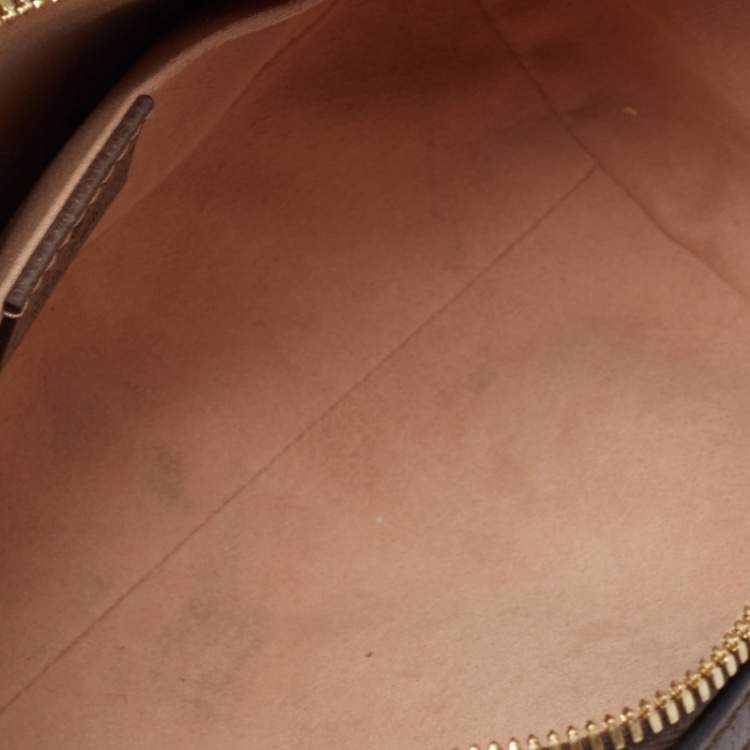 Pre Owned Gucci Beige/Brown GG Supreme Canvas and Leather Small Ophidia Boston Bag