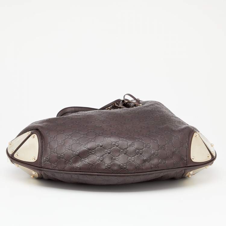 Pre Owned Gucci Dark Brown Guccissima Leather Medium Babouska Indy Hobo