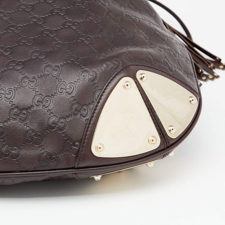 Pre Owned Gucci Dark Brown Guccissima Leather Medium Babouska Indy Hobo