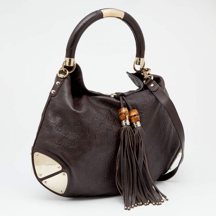 Pre Owned Gucci Dark Brown Guccissima Leather Medium Babouska Indy Hobo