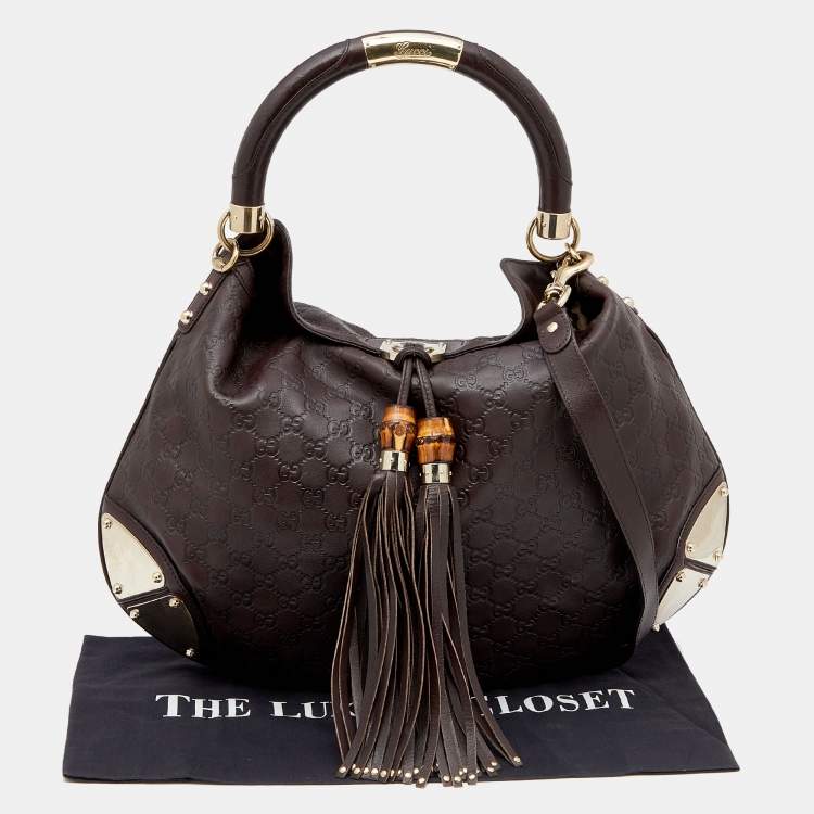 Pre Owned Gucci Dark Brown Guccissima Leather Medium Babouska Indy Hobo