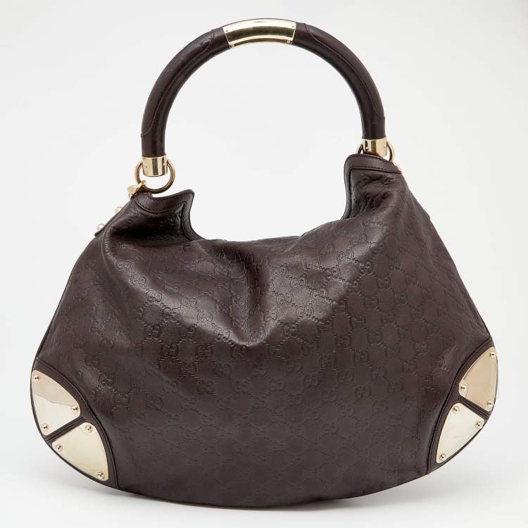 Pre Owned Gucci Dark Brown Guccissima Leather Medium Babouska Indy Hobo