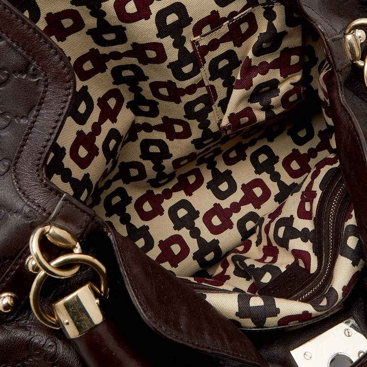 Pre Owned Gucci Dark Brown Guccissima Leather Medium Babouska Indy Hobo